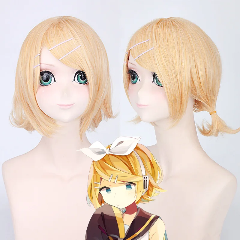 VOCALOID Kagamine Rin Len парик на Хэллоуин косплей полный костюм волосы для женщин