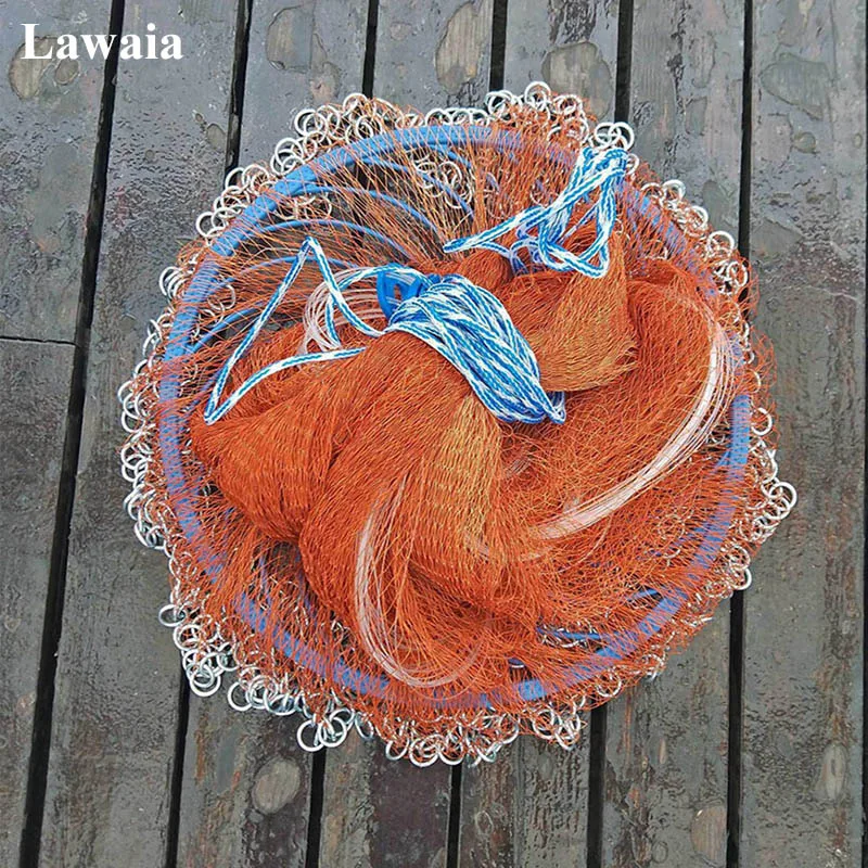 Lawaia Fishing Network Hand Throwing Net With Iron Chain Pendants Tire Line Diameter 3m-4.8m Rotary Fishing Nets With Blue Ring
Lawaia Fishing Network Hand Throwing Net With Iron Chain Pendants Tire Line Diameter 3m-4.8m Rotary Fishing Nets With Blue Ring