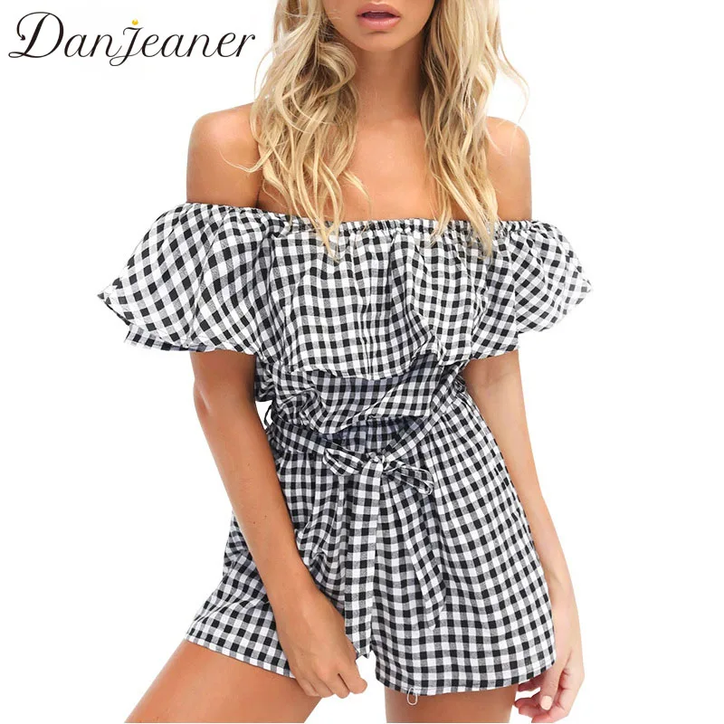 Danjeaner Off Shoulder Plaid Women Jumpsuit Sexy Summer Ruffles Beachwear Playsuit Ladies Plus Size Short Romper Femme Overalls
Danjeaner Off Shoulder Plaid Women Jumpsuit Sexy Summer Ruffles Beachwear Playsuit Ladies Plus Size Short Romper Femme Overalls