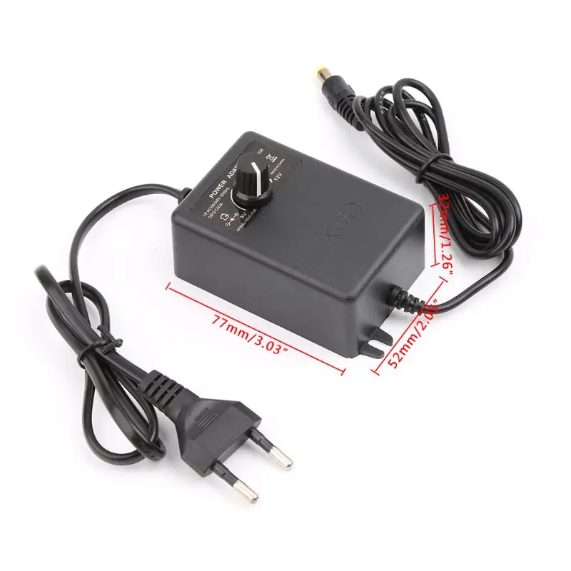 Adjustable Power Supply Adapter For Motor Speed Controller 3-12V 2A EU Plug 77x52x32mm
Adjustable Power Supply Adapter For Motor Speed Controller 3-12V 2A EU Plug 77x52x32mm