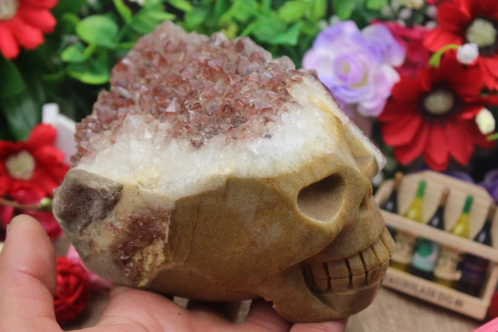 1317 grams of natural quartz crystal red skull cluster to heal | Дом и сад