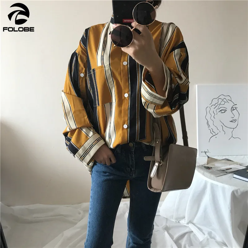 FOLOBE Autumn Spring Shirts Women Striped Slim Stand collar Women Casual Shirts Ladies Tops Female Shirts Vintage
FOLOBE Autumn Spring Shirts Women Striped Slim Stand collar Women Casual Shirts Ladies Tops Female Shirts Vintage