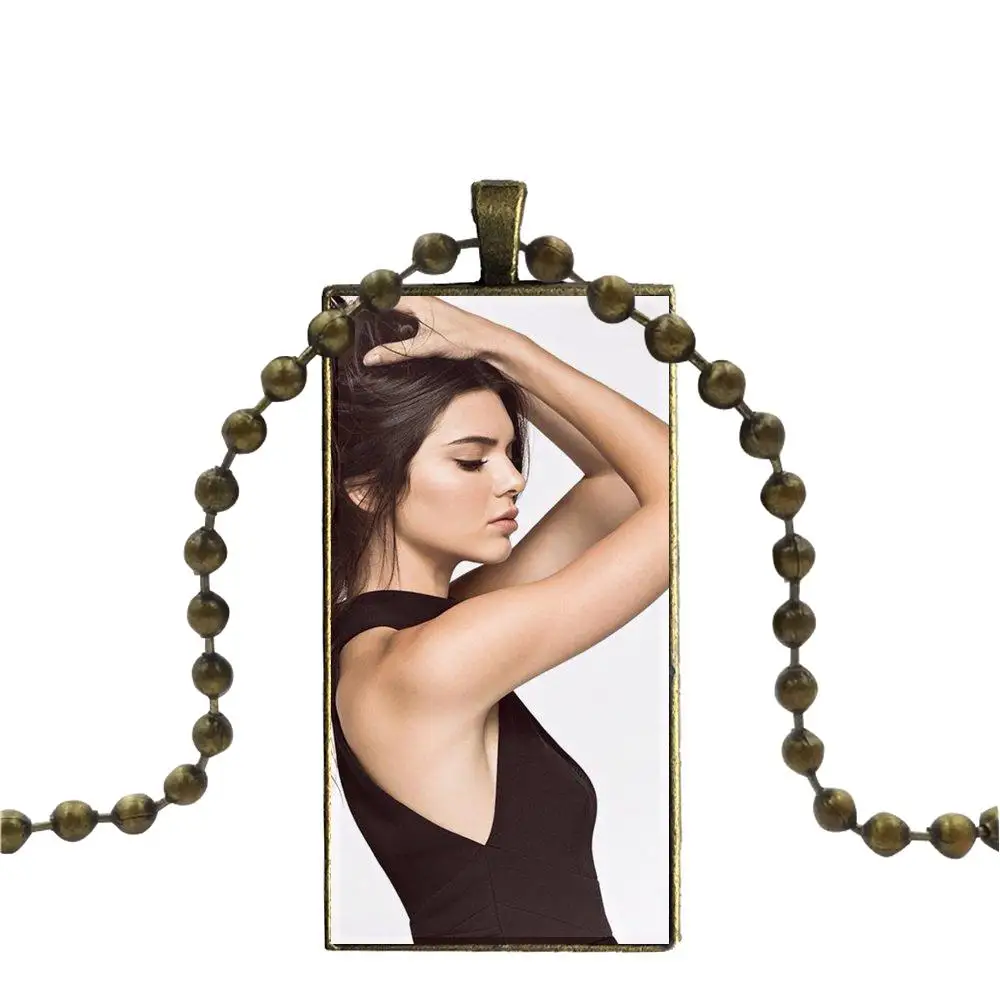 Kendall Jenner Cara Delevingne For Unisex Vintage Jewelry Bronze Color Glass Cabochon Choker Pendant Long Rectangle Necklace | Украшения и