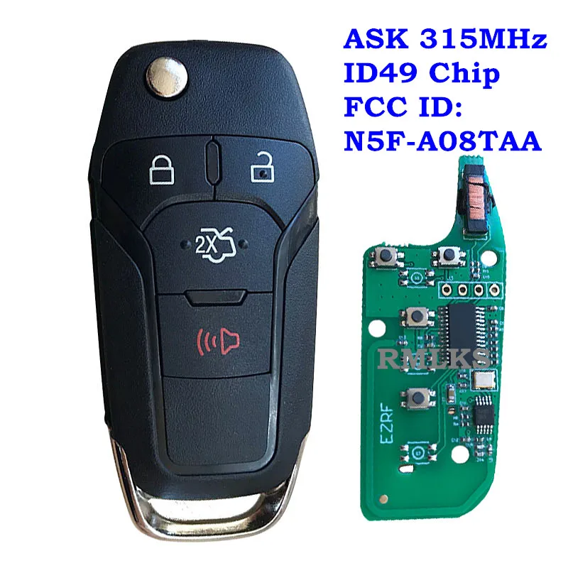Replacement Folding Remote Key Fob 315MHz Electronic ID49 Chip Fit For Ford Fusion 2013 2014 2015 2016 N5F-A08TAA
Replacement Folding Remote Key Fob 315MHz Electronic ID49 Chip Fit For Ford Fusion 2013 2014 2015 2016 N5F-A08TAA