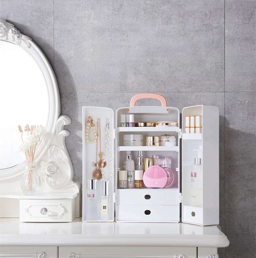 Cute Plastic Makeup Organizer With a Bow Portable Cosmetic Organizer Jewel Box Waterproof Makeup Storage With two Drawers
Cute Plastic Makeup Organizer With a Bow Portable Cosmetic Organizer Jewel Box Waterproof Makeup Storage With two Drawers