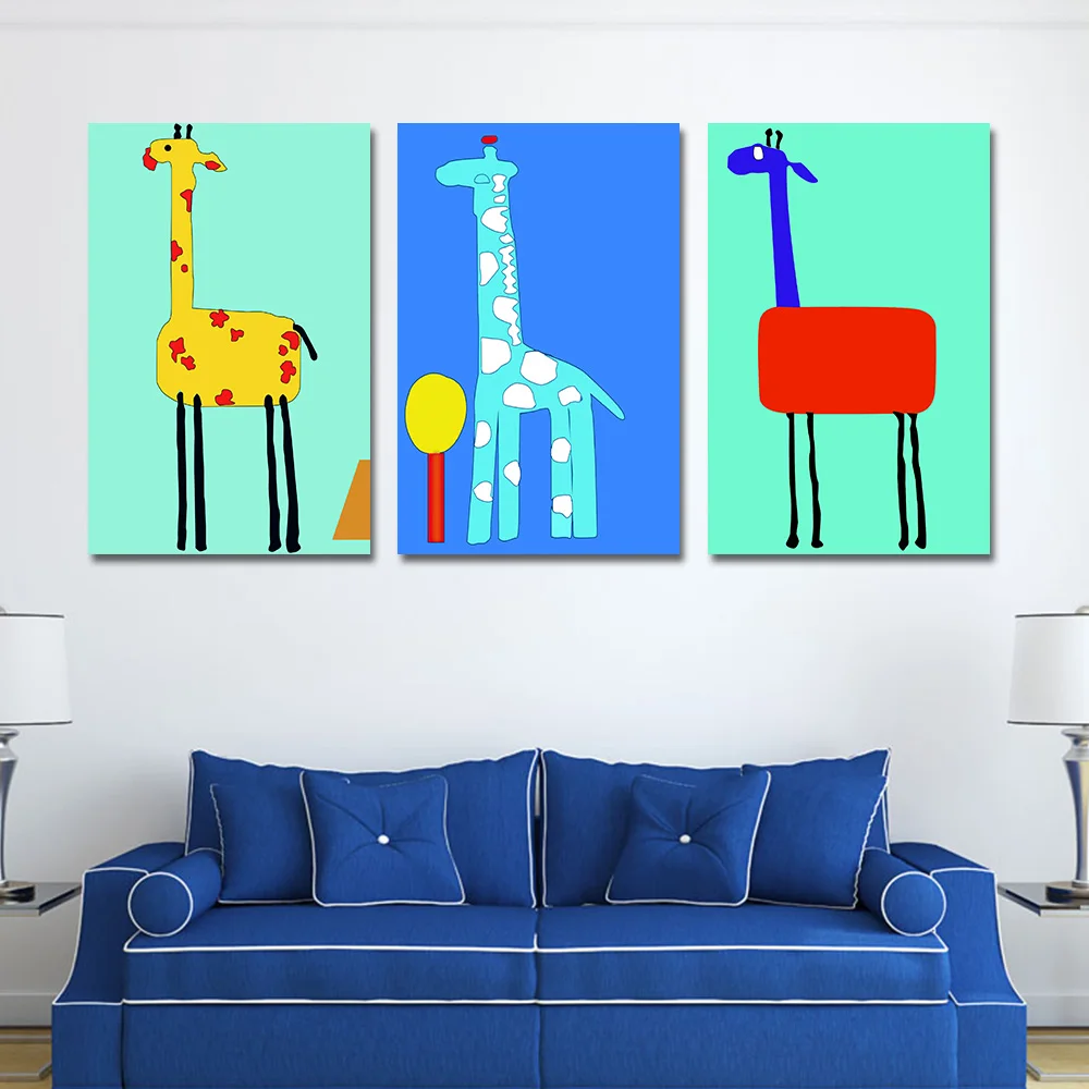 Oil Painting Free Shipping Colorful Deer Painting Canvas Pictures for Kids Room with No Frame Cartoon Wall Art Home Decor 3pcs
Oil Painting Free Shipping Colorful Deer Painting Canvas Pictures for Kids Room with No Frame Cartoon Wall Art Home Decor 3pcs