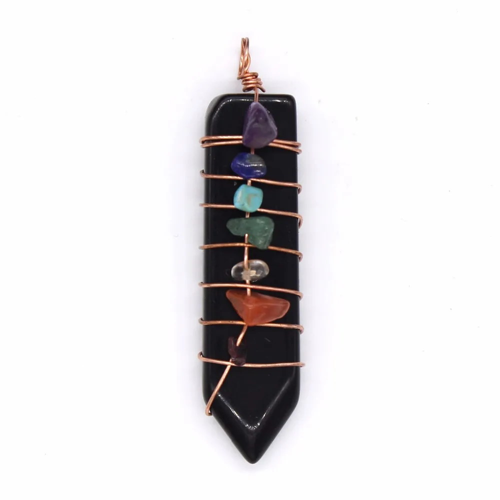 100-Unique Classic Style Rose Gold Color Wire Wrap Sword Shape Black Agates Pendant Healing Chakra Jewelry 
100-Unique Classic Style Rose Gold Color Wire Wrap Sword Shape Black Agates Pendant Healing Chakra Jewelry