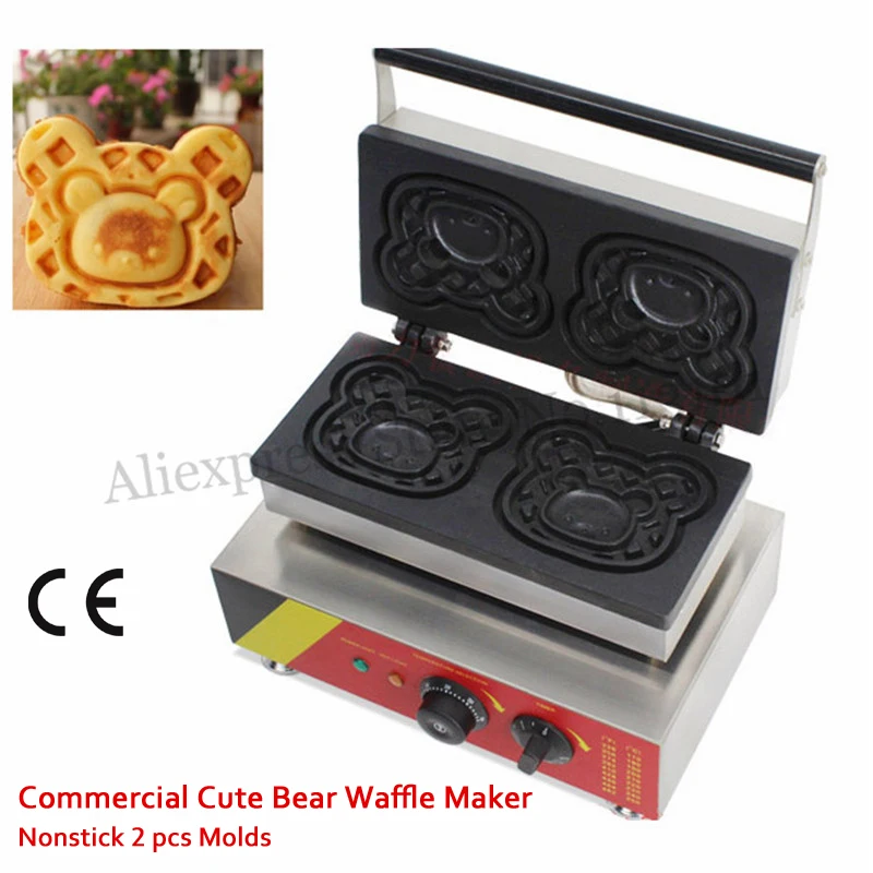 Commercial Cute Bear Waffle Maker Non-stick 2 Molds Cake Machine 1500W Stainless Steel 220V 110V Snack Street Food Device
Commercial Cute Bear Waffle Maker Non-stick 2 Molds Cake Machine 1500W Stainless Steel 220V 110V Snack Street Food Device