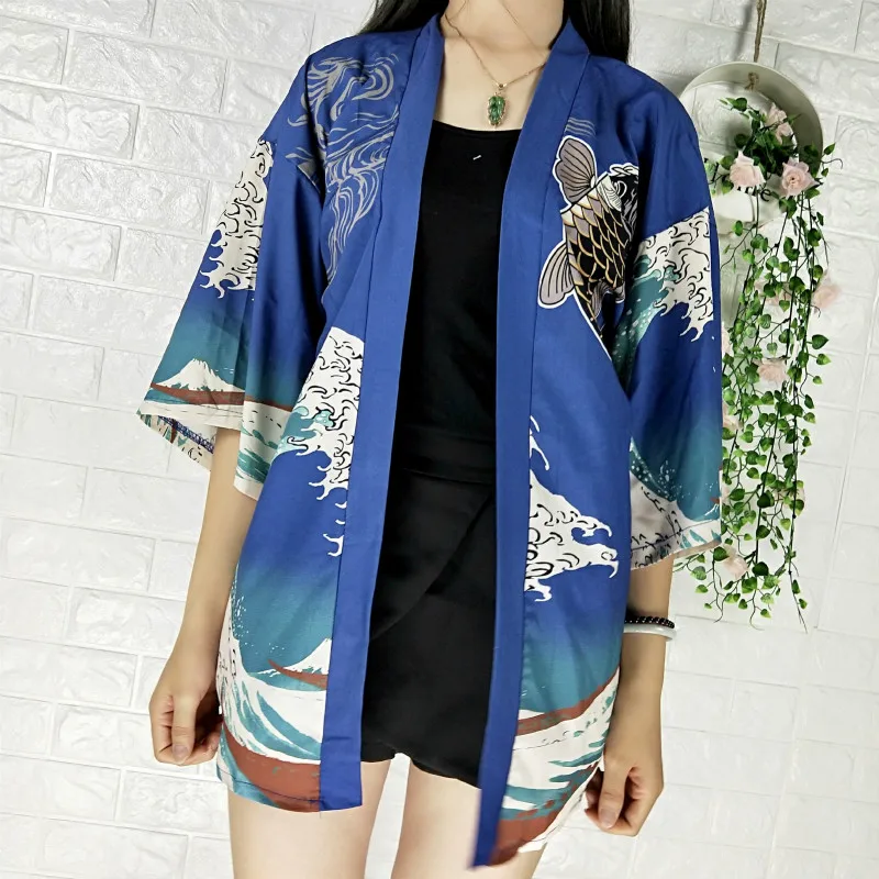 Women Vintage Thin Coat Summer Kimono Fish Print Cardigan Japan Style Harajuku Loose Outwear Sun Protection Jacket Tops 223-298
Women Vintage Thin Coat Summer Kimono Fish Print Cardigan Japan Style Harajuku Loose Outwear Sun Protection Jacket Tops 223-298