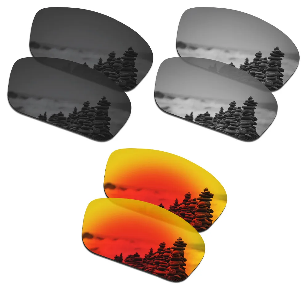 

SmartVLT 3 Pairs Polarized Sunglasses Replacement Lenses for Oakley Straightlink Stealth Black and Silver Titanium and Fire Red