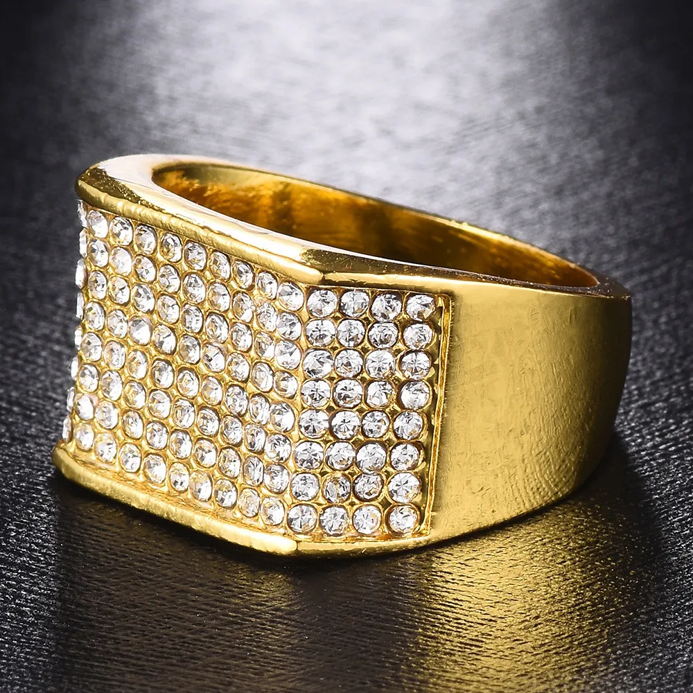 European and American personality jewelry, alloy inlaid zircon, gold domineering men's ring
European and American personality jewelry, alloy inlaid zircon, gold domineering men's ring