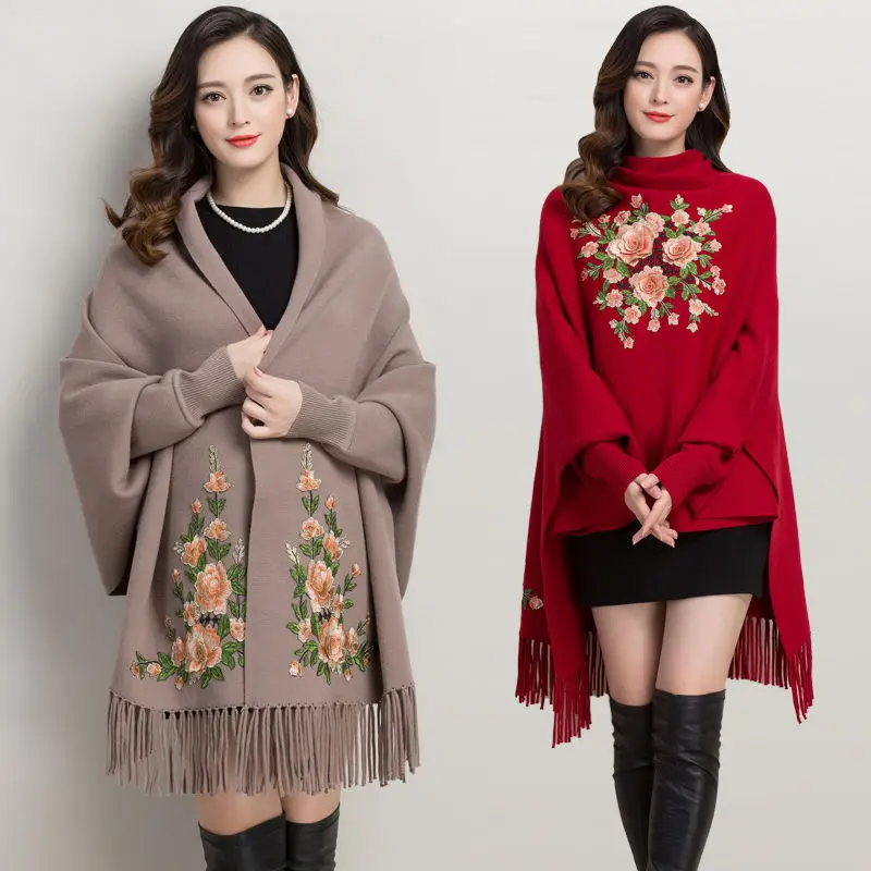 High-grade Cashmere Shawl Female Autumn And Winter Tassels With Sleeves Cloak In The Long Coat Thick Warm Women's Wrap Swing
High-grade Cashmere Shawl Female Autumn And Winter Tassels With Sleeves Cloak In The Long Coat Thick Warm Women's Wrap Swing