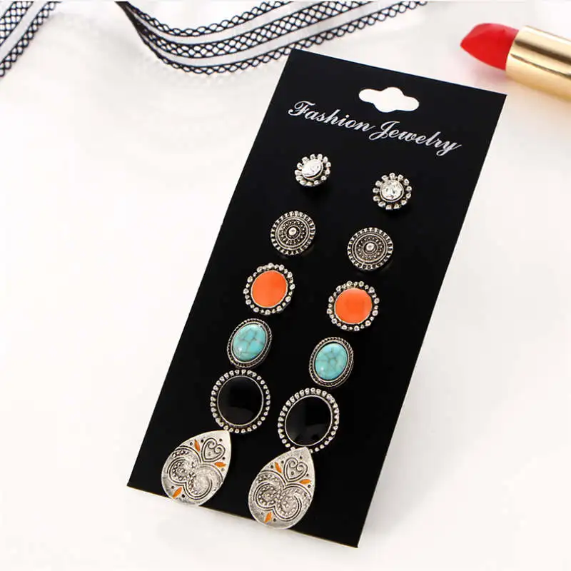 2021 European and American fashion earrings round retro totem stone woman earrings punk Bohemian multi-style girl earrings 6 set
2021 European and American fashion earrings round retro totem stone woman earrings punk Bohemian multi-style girl earrings 6 set