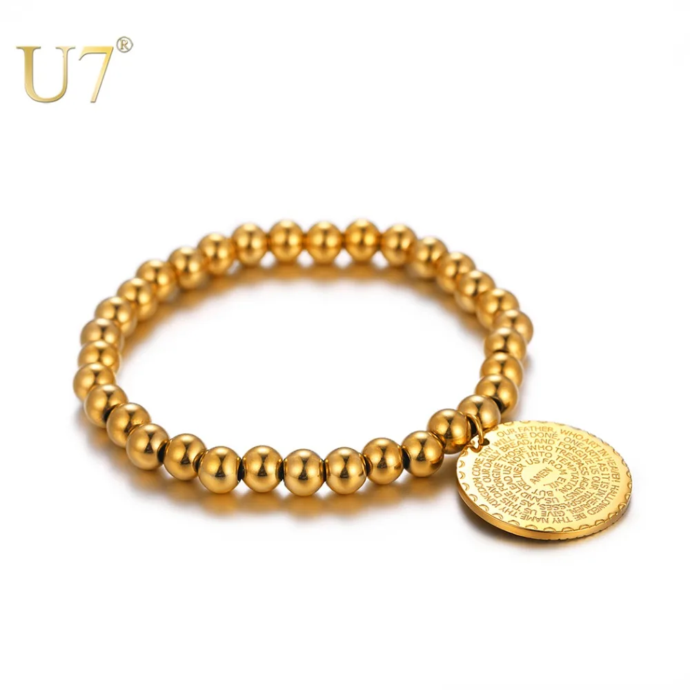 U7 Bible Verse Prayer Bracelet Stainless Steel Praying Hands Coin Medal Beaded Bracelets for Men / Women Christian Jewelry H1070
U7 Bible Verse Prayer Bracelet Stainless Steel Praying Hands Coin Medal Beaded Bracelets for Men / Women Christian Jewelry H1070
