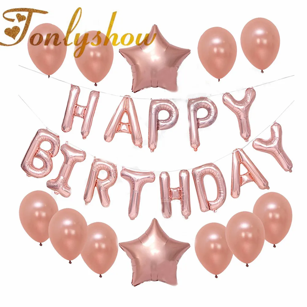 24Pcs/lot Rose Gold Happy Birthday Helium Foil Balloon Bouquet Birthday Party Decoration Kids Baby Shower Air Balls
24Pcs/lot Rose Gold Happy Birthday Helium Foil Balloon Bouquet Birthday Party Decoration Kids Baby Shower Air Balls