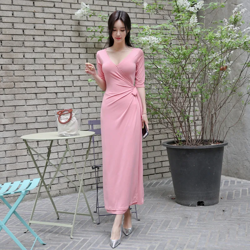 Plus Size Women Half Sleeve Deep V-neck Solid Casual Long Dress Women Corset Split Sexy Party Dress Women Elegant Pink Dress
Plus Size Women Half Sleeve Deep V-neck Solid Casual Long Dress Women Corset Split Sexy Party Dress Women Elegant Pink Dress