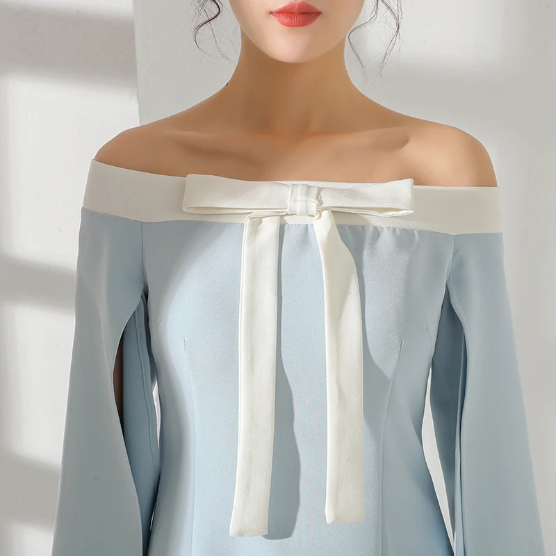 Sexy Split Off Shoulder Dress For Women Korean Fashion 2020 Autumn Long Sleeve Office Dresses Elegant Bow Bodycon Mini Dress
Sexy Split Off Shoulder Dress For Women Korean Fashion 2020 Autumn Long Sleeve Office Dresses Elegant Bow Bodycon Mini Dress