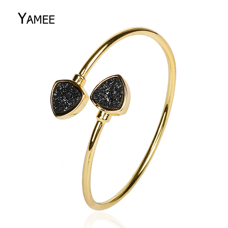 Nature Crystals Charm Double Triangle Bracelet Adjustable Romantic Gold Color Bracelet Druzy Bangle Cuff Wedding Women's Jewelry
Nature Crystals Charm Double Triangle Bracelet Adjustable Romantic Gold Color Bracelet Druzy Bangle Cuff Wedding Women's Jewelry