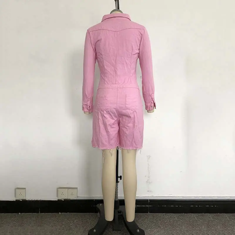 2019 Shorts Romper Long Sleeve Button Pink Denim Playsuit Women Streetwear Ripped Tassel Jean Playsuit Short Jumpsuit 118
2019 Shorts Romper Long Sleeve Button Pink Denim Playsuit Women Streetwear Ripped Tassel Jean Playsuit Short Jumpsuit 118