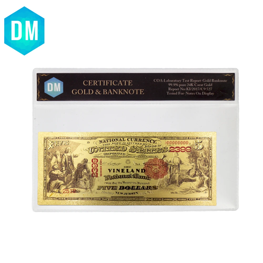 1875 Year 5 Dollar 24k Gold Banknote Festival Souvenir Gifts Normal Money US Bill Note with COA Frame for Home Decor Collections
1875 Year 5 Dollar 24k Gold Banknote Festival Souvenir Gifts Normal Money US Bill Note with COA Frame for Home Decor Collections