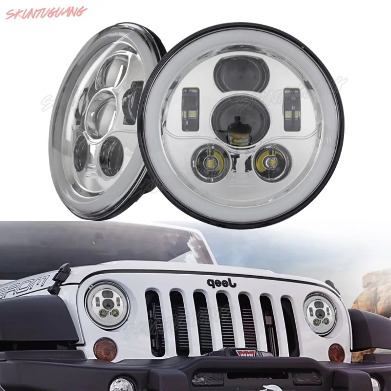 Chrome/Black 7 Inch 45 W LED Headlight DRL Full Halo Ring Light Angel eyes Projector Headlamp for Jeep Wrangler JK LJ CJ
Chrome/Black 7 Inch 45 W LED Headlight DRL Full Halo Ring Light Angel eyes Projector Headlamp for Jeep Wrangler JK LJ CJ