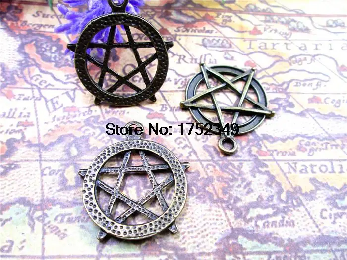 50PCS--Antique bronze Pentacle Star Circle Pendants, Pentagram Charms, Jewelry Making Findings 28x30mm
50PCS--Antique bronze Pentacle Star Circle Pendants, Pentagram Charms, Jewelry Making Findings 28x30mm