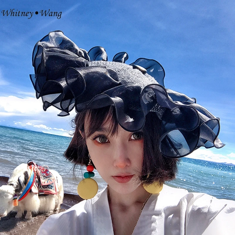 Женская твидовая шляпа с оборками WHITNEY WANG стильная уличная модная Стильная кепка