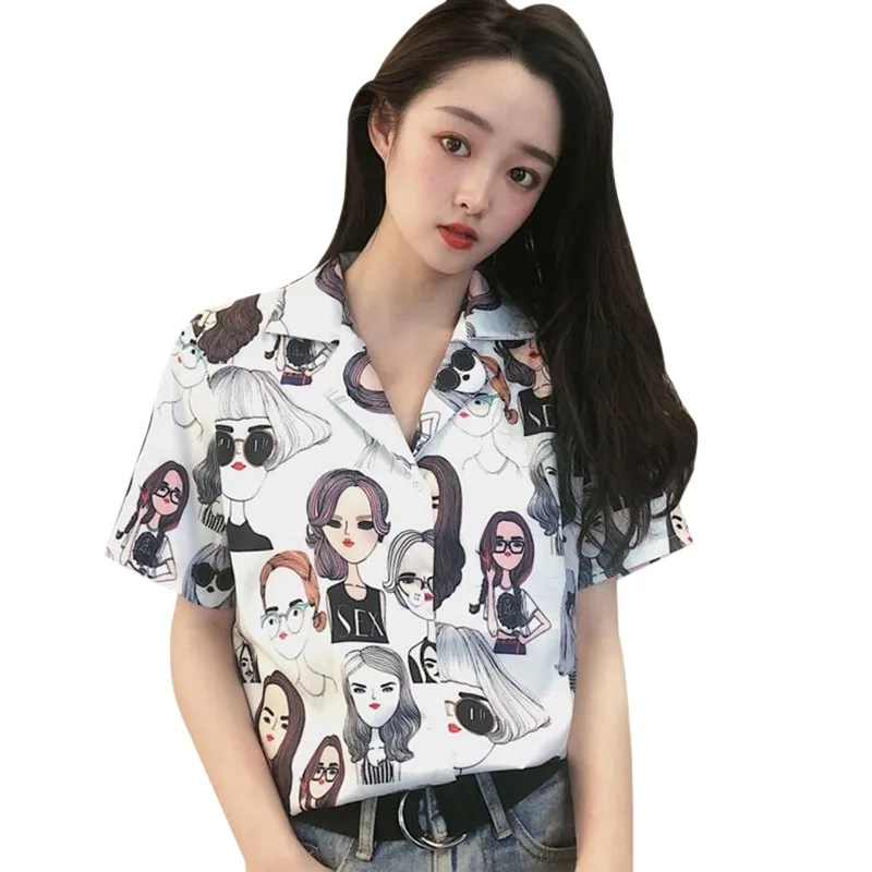 Женская блузка с отложным воротником в Корейском стиле Camisa, свободная блузка с рисунком из мультфильма
Женская блузка с отложным воротником в Корейском стиле Camisa, свободная блузка с рисунком из мультфильма
