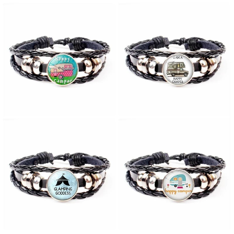 XKXLHJ New Happy Camping - Handmade Leather Bracelet Glass Lucky Bracelet with Camper's Charm
XKXLHJ New Happy Camping - Handmade Leather Bracelet Glass Lucky Bracelet with Camper's Charm