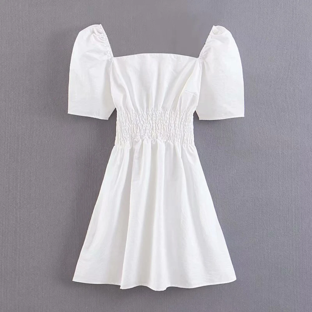 Фото Женское облегающее платье белое винтажное с эластичным поясом - купить