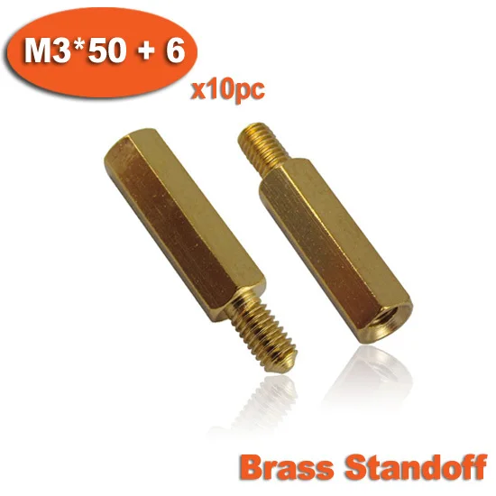 

10pcs Male To Female Thread M3 x 50mm + 6mm Brass Hexagon Hex Standoff Spacer Pillars