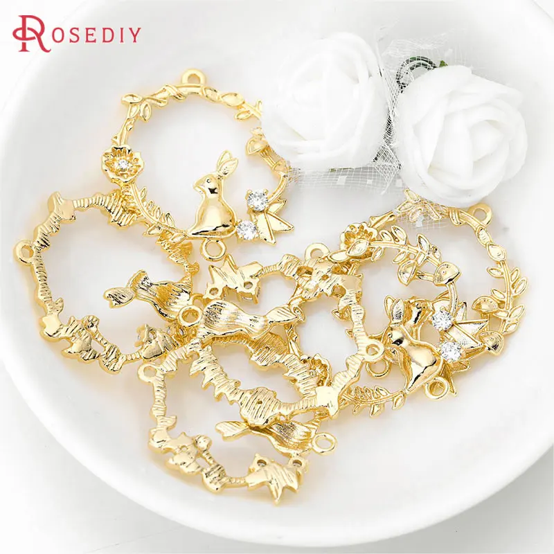 (35809)4PCS 30x32MM 24K Gold Color Brass and Zircon with Rabbit and Flower Circle Charms Pendants High Quality Jewelry Findings
(35809)4PCS 30x32MM 24K Gold Color Brass and Zircon with Rabbit and Flower Circle Charms Pendants High Quality Jewelry Findings