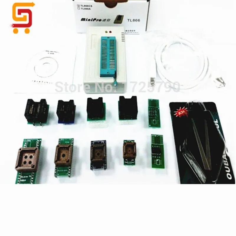 Программатор MiniPro TL866A TL866 универсальный микроконтроллер с 10 шт. адаптеров IC