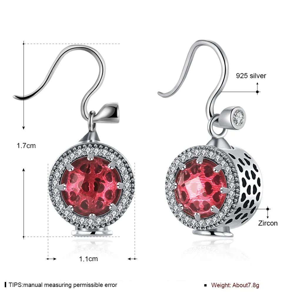 Most attractive Ousnow brand fashion jewelry lady earrings 100% 925 sterling silver round CA cutting process exquisite Gift | Украшения и