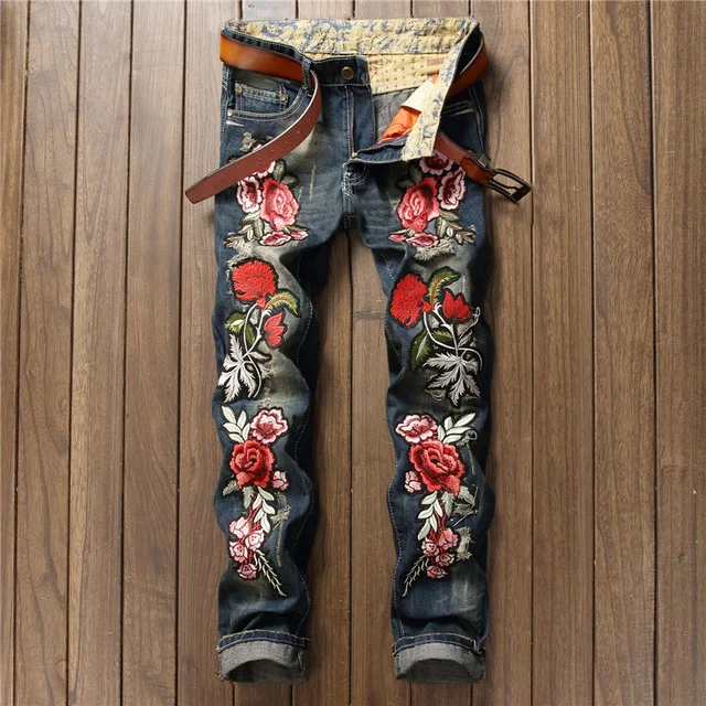 2019 New Arrival Fashion Designer Men's Jeans Brand Luxury Rose Embroidered Jeans Mens Printed Jeans Biker Denim Pants no belt
2019 New Arrival Fashion Designer Men's Jeans Brand Luxury Rose Embroidered Jeans Mens Printed Jeans Biker Denim Pants no belt