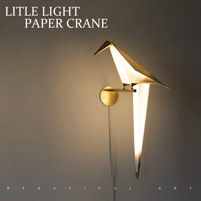 Modern creative PP paper crane single head wall lamp Nordic simple plating golden for bedroom decor adjustable LED warm lighting
Modern creative PP paper crane single head wall lamp Nordic simple plating golden for bedroom decor adjustable LED warm lighting