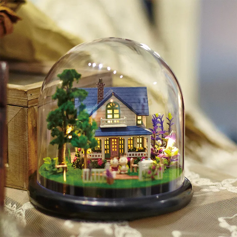 

Miniature DIY Dollhouse Rotate Music Box Miniature Assemble Kits DIY Dollhouse Doll House Casa Toys With Furnitures Doll Houses