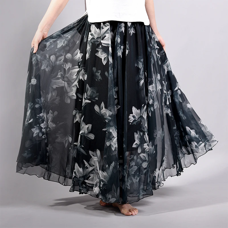 2019 Summer Vintage Casual Black Floral Chiffon Printed Beach Female a-line Skirt / Women Skirts Faldas Largas Elegantes
2019 Summer Vintage Casual Black Floral Chiffon Printed Beach Female a-line Skirt / Women Skirts Faldas Largas Elegantes