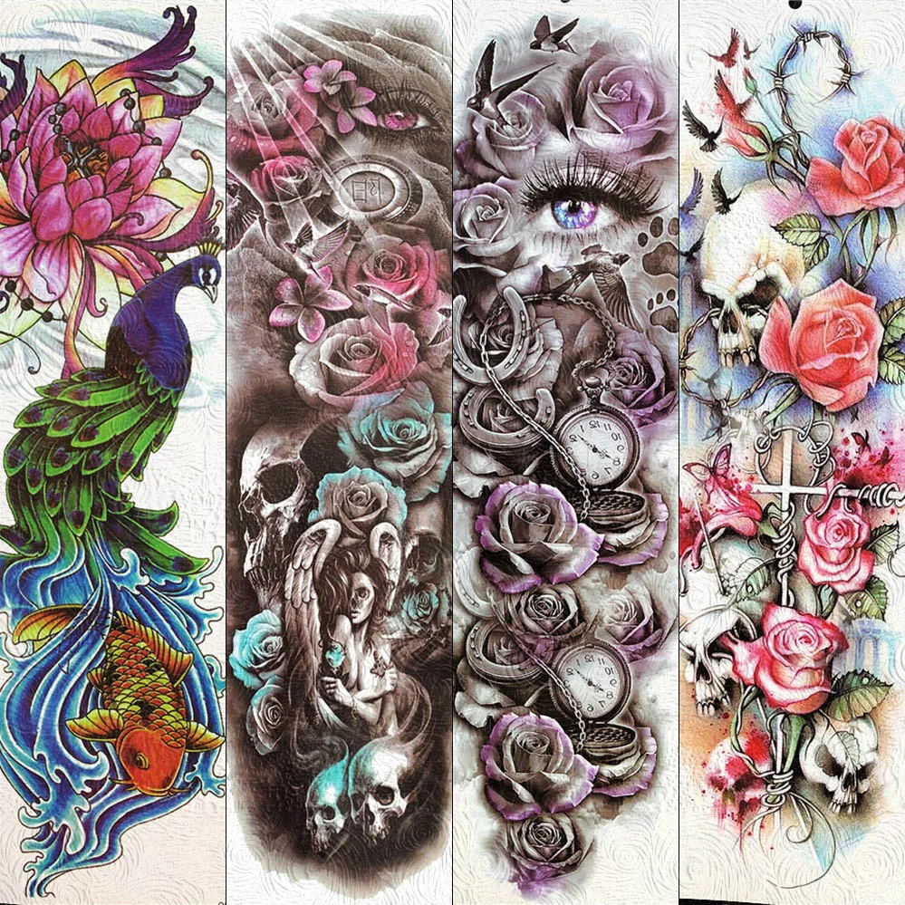 FANRUI Men Women Henna Temporary Full Arm Tattoo Stickers 3D Water Color Rose Skull Angel Tatoos Body Leg Art Flash Tattoo Paper
FANRUI Men Women Henna Temporary Full Arm Tattoo Stickers 3D Water Color Rose Skull Angel Tatoos Body Leg Art Flash Tattoo Paper
