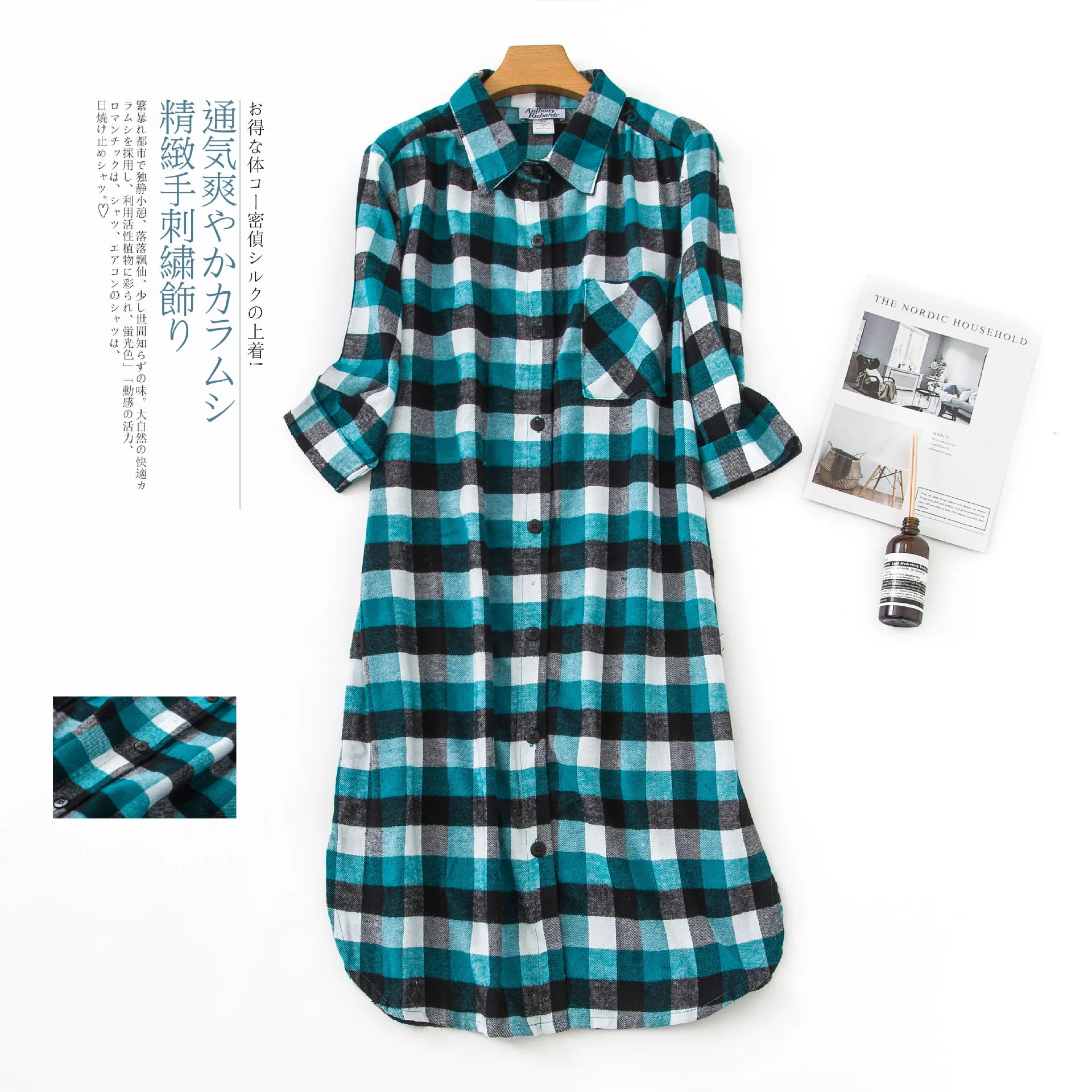 Shuchan Spring Autumn Plus Size Women Sleepwear Dress With 3/4 Sleeve Cotton Plaid Everyday Nightgown To Knee Saias
Shuchan Spring Autumn Plus Size Women Sleepwear Dress With 3/4 Sleeve Cotton Plaid Everyday Nightgown To Knee Saias