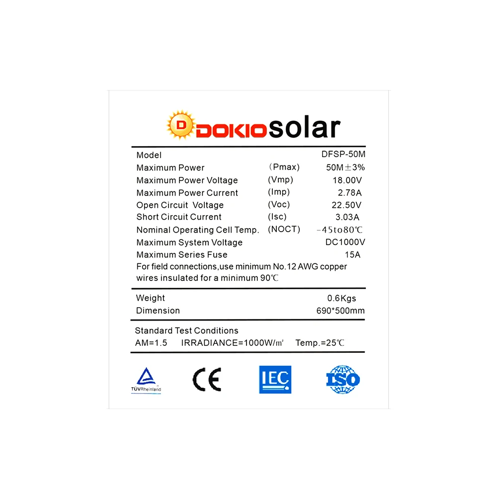 Dokio 18V 50w Solar Panel Flexible Solar Sets Kits Charge Outdoor Solar Panels For camping/Boats/Home For car 12V charge
Dokio 18V 50w Solar Panel Flexible Solar Sets Kits Charge Outdoor Solar Panels For camping/Boats/Home For car 12V charge