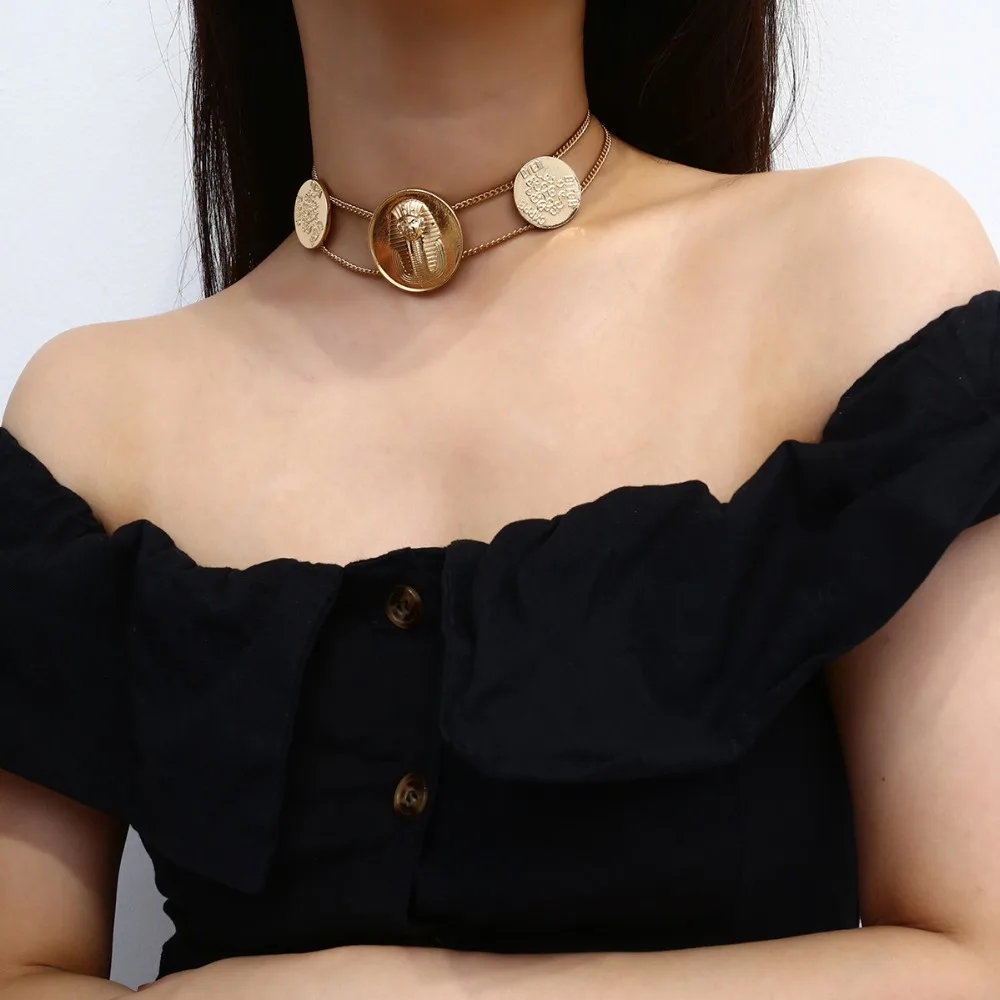 Lacoogh Punk Vintage Women Geometric Embossed Alloy Choker Round Pendants Necklaces Gold Copper Necklaces Charm Jewelry
Lacoogh Punk Vintage Women Geometric Embossed Alloy Choker Round Pendants Necklaces Gold Copper Necklaces Charm Jewelry