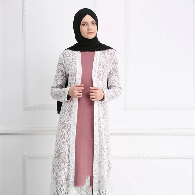 2019 Muslim Women's Fashion dress Black And White Lace Cardigan Middle Eastern Turkey Long Length Sunscreen Lace Cardigan Robe
2019 Muslim Women's Fashion dress Black And White Lace Cardigan Middle Eastern Turkey Long Length Sunscreen Lace Cardigan Robe