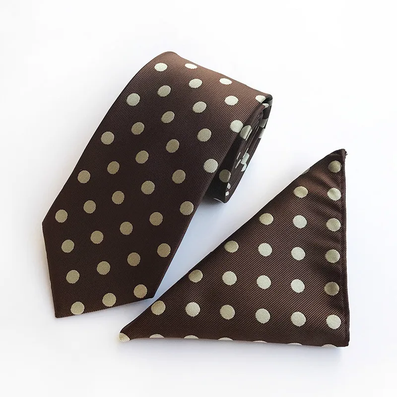 Classic Polka Dot Mens Tie White Brown Silk Neck Tie Set Wedding Formal Silk Tie Sets
Classic Polka Dot Mens Tie White Brown Silk Neck Tie Set Wedding Formal Silk Tie Sets