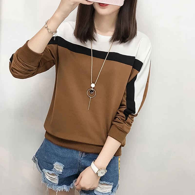Patchwork Hit Color T Shirt Women T-Shirts 2021 Winter Tops Long Sleeve Casual Clothes Woman Loose Camiseta Mujer Vetement Femme
Patchwork Hit Color T Shirt Women T-Shirts 2021 Winter Tops Long Sleeve Casual Clothes Woman Loose Camiseta Mujer Vetement Femme