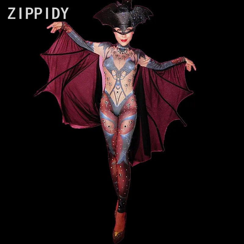 New design Bat Rhinestones Printed Stretch Jumpsuit Evening Prom Party Bodysuit Women Singer Dancer Nightclub Show Outfit
New design Bat Rhinestones Printed Stretch Jumpsuit Evening Prom Party Bodysuit Women Singer Dancer Nightclub Show Outfit