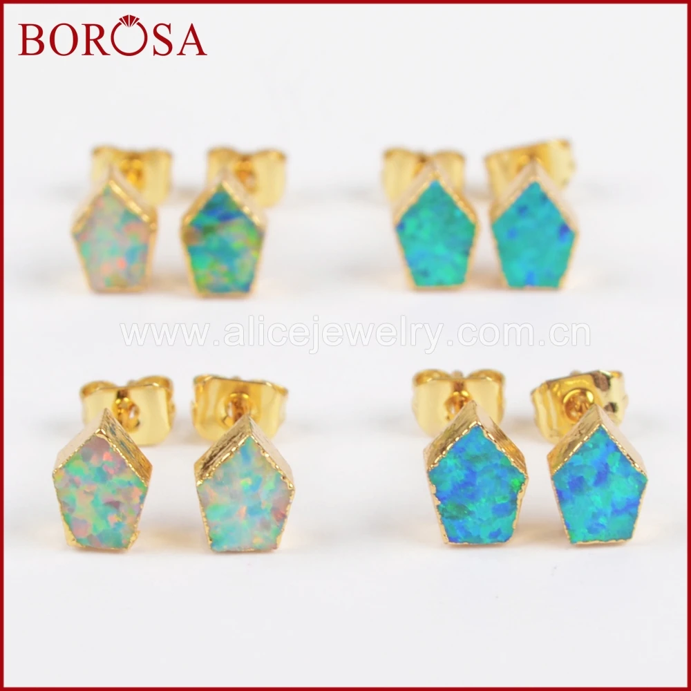 BOROSA 5 пар Новинка оптовая продажа золотого цвета щит белый и синий японский брикет опал серьги для женщин ювелирные изделия G1419
BOROSA 5 пар Новинка оптовая продажа золотого цвета щит белый и синий японский брикет опал серьги для женщин ювелирные изделия G1419