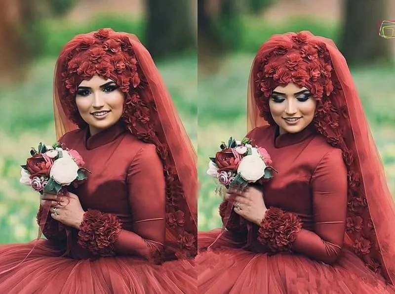 3D Flower Burgundy Muslim Wedding Dresses 2020 Arabic Plus Size Islamic Hijab Ball Gown Long Sleeves Tulle Kaftan Turkey Bridal
3D Flower Burgundy Muslim Wedding Dresses 2020 Arabic Plus Size Islamic Hijab Ball Gown Long Sleeves Tulle Kaftan Turkey Bridal