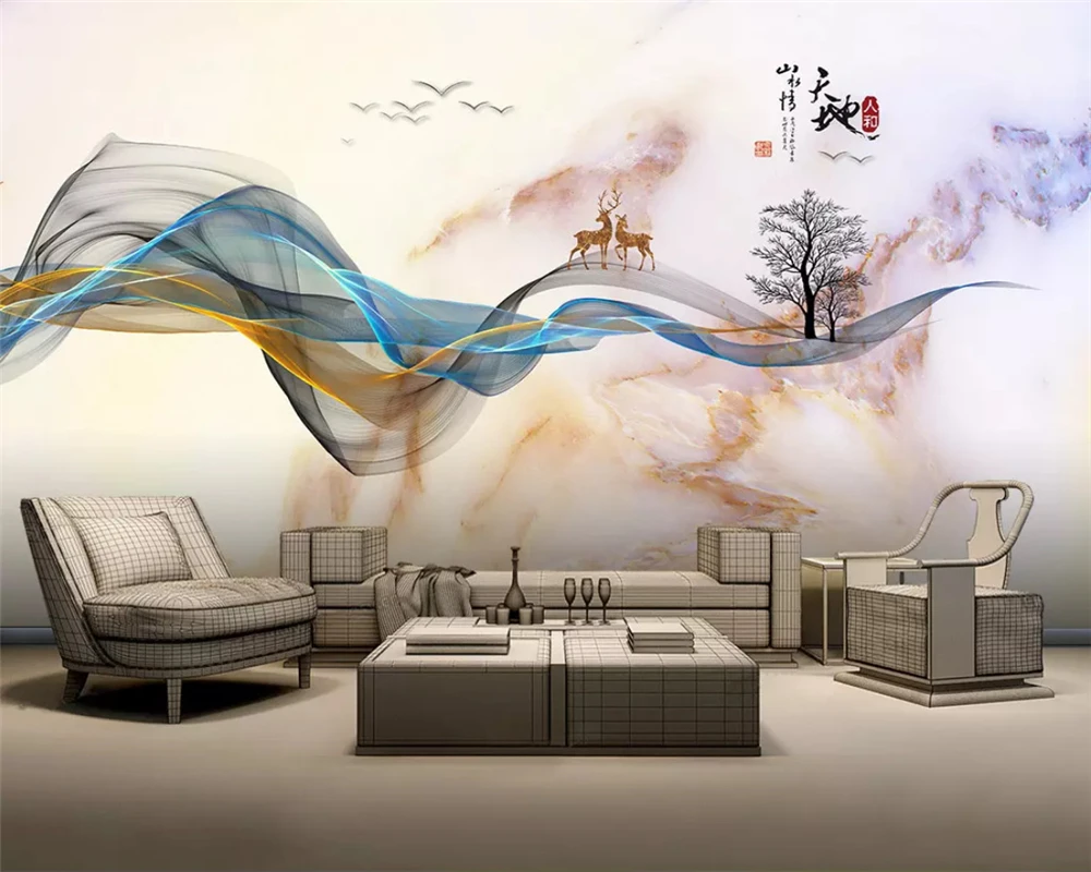 beibehang Customized new Chinese hand-painted abstract lines marbled landscape elk background wallpaper wall papers home decor
beibehang Customized new Chinese hand-painted abstract lines marbled landscape elk background wallpaper wall papers home decor