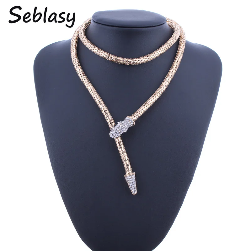 Seblasy Luxury Gold Color Long Snake Belt Chain Necklaces & Pendants Punk Alloy Crystal Snake Statement Choker Necklaces Women
Seblasy Luxury Gold Color Long Snake Belt Chain Necklaces & Pendants Punk Alloy Crystal Snake Statement Choker Necklaces Women